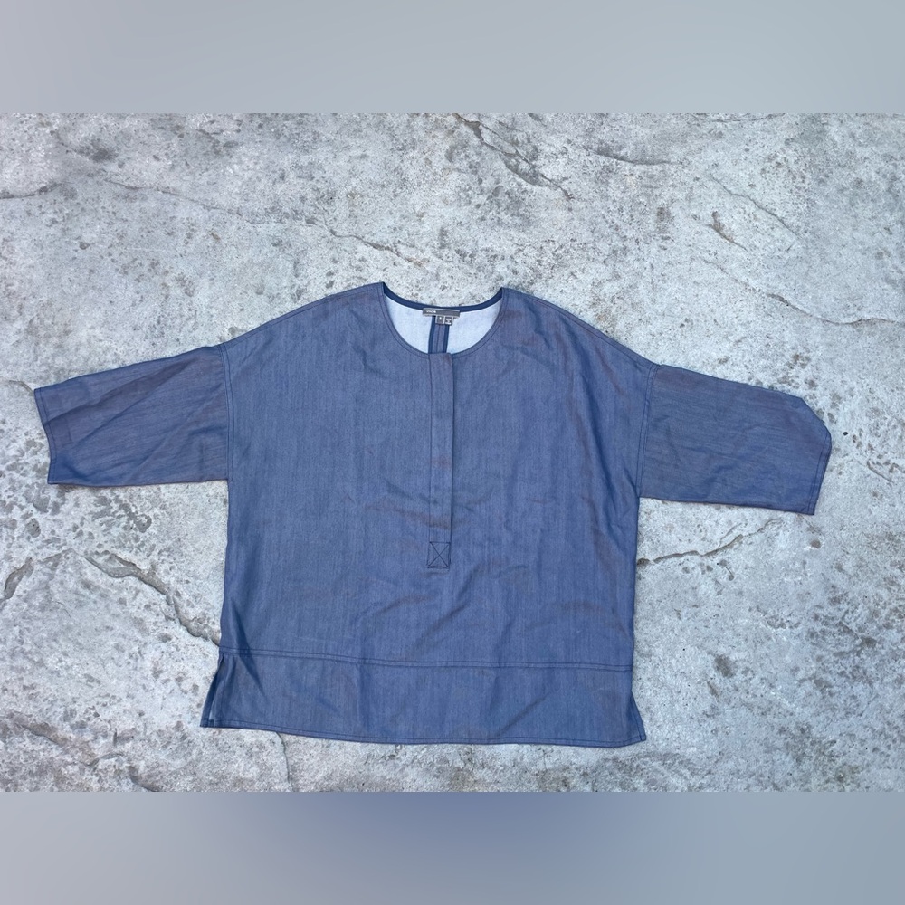 Vince Denim Blue Boxy Drop Shoulder Blouse Size small   Top - Picture 4 of 7